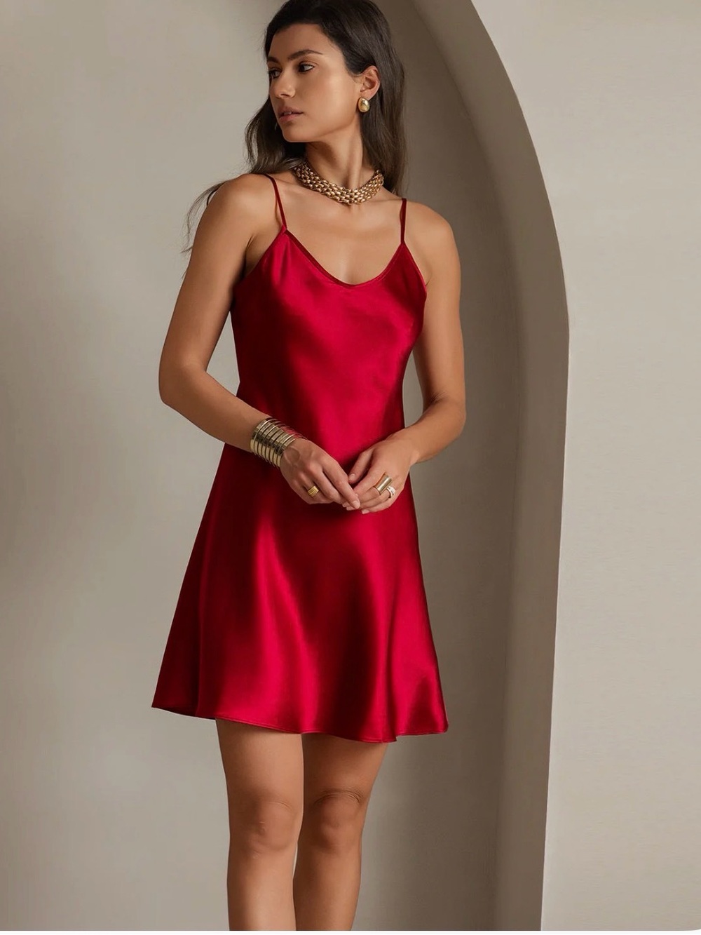 Pure Silk Spaghetti Strap Short Dress by Silksilky